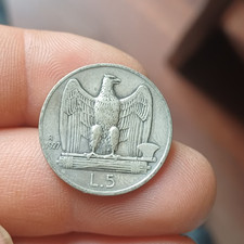 REGNO D ITALIA MONETA 5 LIRE 1927 BB VITTORIO EMANUELE III AQUILOTTO