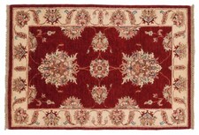 Chobi Ziegler Tappeto 80x120 Annodato a Mano Rosso Floreale Orientale Unico A