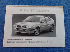 Lancia DELTA HF INTEGRALE Supplemento libretto USO MANUTENZIONE 1987 1° Edizione