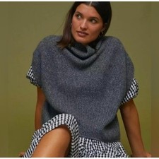 Gilet Anthropologie Enza grigio relaxed a costine in cashmere taglia 3X