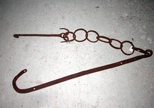 ANTICA CATENA CAMINO PAIOLO IN FERRO BATTUTO CON 7 ANELLI LUNGHEZZA cm.130