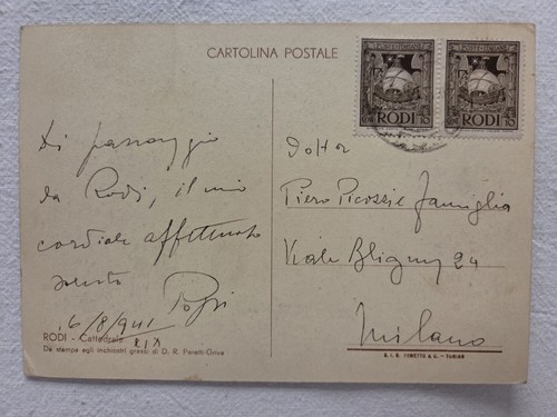 Cartolina egeo rodi 1941 - cartolina,