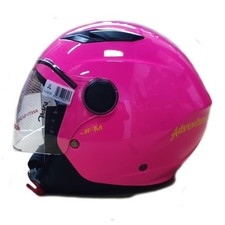 Casco Jet Bambini Bambina Rosa Lucido Visiera Lunga Omologato per Moto Scooter