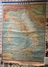 VINTAGE GRANDE 137x194 cm MAPPA CARTINA GEOGRAFICA ITALIA FISICA KARL WENSCHOW