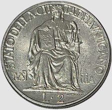 1942 Vatican City Italy 2 Lire
