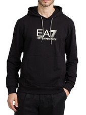 EMPORIO ARMANI EA7 7M000230 AF13512 SWEATSHIRT FELPA UOMO LOGO CAPPUCCIO NERO