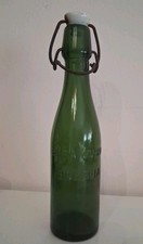 Antica Bottiglia Birra Wuhrer Brescia Vetro Verde Tappo Ceramica Collezione 