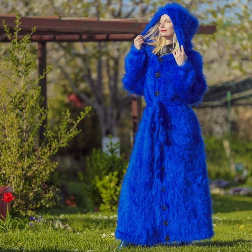 Cardigan blu mohair - in,
