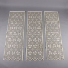 Tris Tende Antiche '900 Filet Cotone color panna Ricami Geometrici Italia