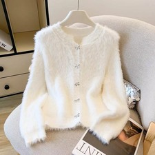 Cardigan Donna Bianco Morbido