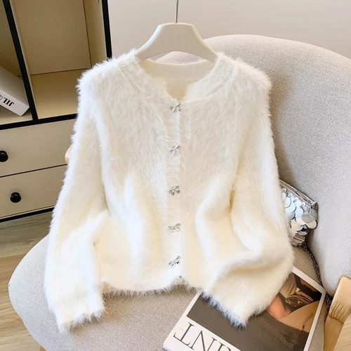 Cardigan donna bianco morbido - cardigan,