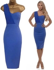 KAREN MILLEN ❤ SPLENDIDO ABITO BLU MONOSPALLA BUSTIER COCKTAIL A TUBINO ❤ UK 10