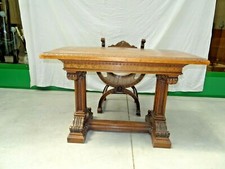 Scrittoio con poltrona in stile rinascimentale fine 1800 intarsiato piemontese