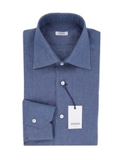 Camicia In Lino Blu Solido