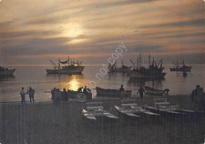 Cartolina Portorecanati rientro della pesca pescherecci animata 1977 grinze