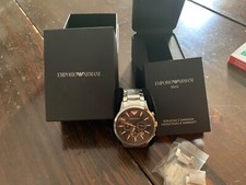 Emporio Armani AR2460 46mm Cassa Argento in Acciaio Cinturino Argento in...