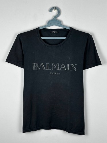 Shirt balmain nera con logo - t-shirt,