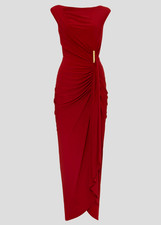 Maxi abito rosso increspato