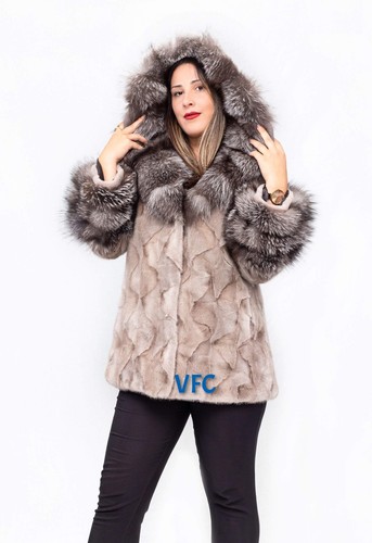 Giacca visone argento con - giacca,