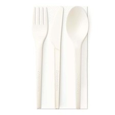 Posate Tris Bio Forchetta Col tello Cucchiaio Tovagliolo 1v 500pz - Ristorante