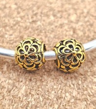 2 autentiche perle charm europeo fiore margherita distanziatore oro  