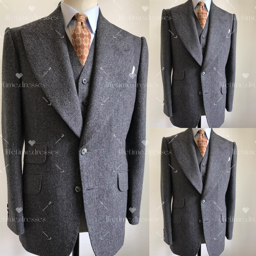 Tuta uomo grigio scuro - , lana