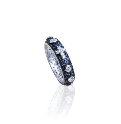 Anello rosario black rodium - anello,