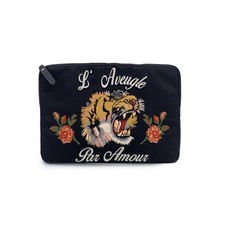 Autentica custodia per computer portatile Gucci in nylon nero L'Aveugle Par Amour