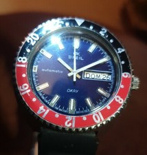 BREIL OK diver vintage automatic 42 mm ghiera pepsi fissa bleu dial 