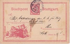 PP STOCCARDA, Mü P84 II, carte Suchard bambini segare cioccolato, 1897, difetti