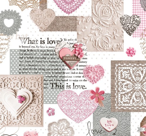 Tovaglia pvc love rosa - in,