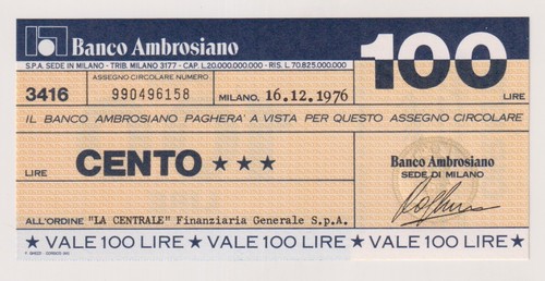 Miniassegni banco ambrosiano - banco,