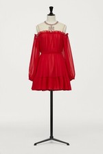 Abito rosso spalle fredde Giambattista Valli H&M taglie 12UK NUOVO CON ETICHETTE*