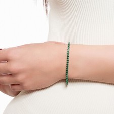 BRACCIALE TENNIS 3MM IN ARGENTO CON ZIRCONI VERDI RODIATO IN ORO BIANCO