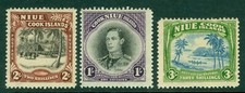SG 75-77 Niue 1938. 1/-, 2/- & 3/- set di 3. GATTO finemente montato come nuovo £60