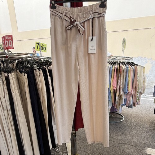 Pantaloni donna lino beige