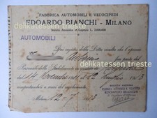EDOARDO BIANCHI Milano AUTOMOBILI velocipedi AUTO CAR 1913 documento