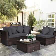 4PCS Rattan Patio Conversation