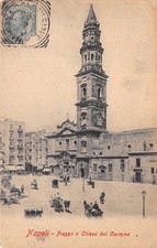 2277) CARTOLINA NAPOLI PIAZZA CHIESA CARMINE ANIMATA VIAGGIATA