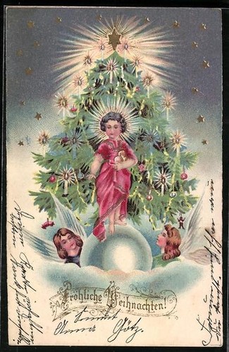 Litografia bambino con - litografia, albero