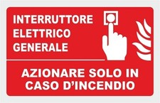 CARTELLO SEGNALETICO - INTERRUTTORE ELETTRICO GENERALE - segnale antincendio