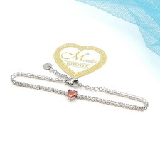 Bracciale Tennis con cuoricino rosso cuore Zirconi Acciaio Donna