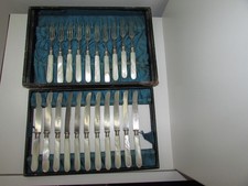 ANTICHE POSATE DA DESSERT TEDESCHE MADREPERLA REIN-NICHEL 21P