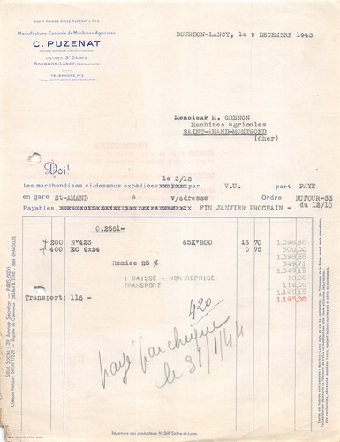 1943 puzenat bourbon - c, a