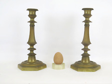 DUE CANDELIERI ANTICHI IN OTTONE EPOCA NAPOLEONE III PORTACANDELA CANDELABRI LN1
