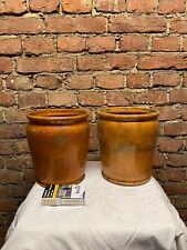 Coppia di vasi fioriere a Cilindro in Terracotta Liscia vintage