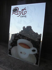 originale INSEGNA SPECCHIO BAR CAFFE' ROJTO anni '80-vetro molato-mis.50x35