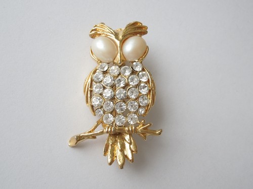 Spilla gufo con pietre strass - gufo,