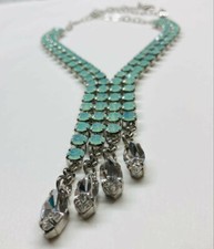 Collana Bigiotteria chiusura regolabile Rameottone strass simil Swarovski verde