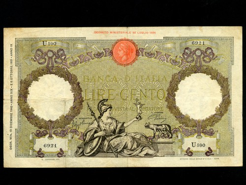 Italy 55b 100 lire 1940 - italy:p-55b,100, *